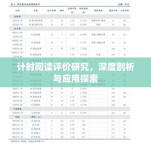 计时阅读评价研究，深度剖析与应用探索