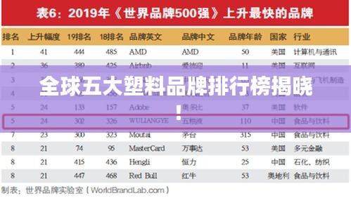 全球五大塑料品牌排行榜揭晓！